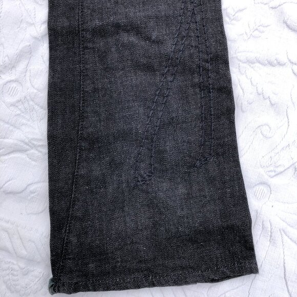 Denim Lab Black Leather Embroidery Skinny Ultra Low Rise Jeans - Picture 4 of 12